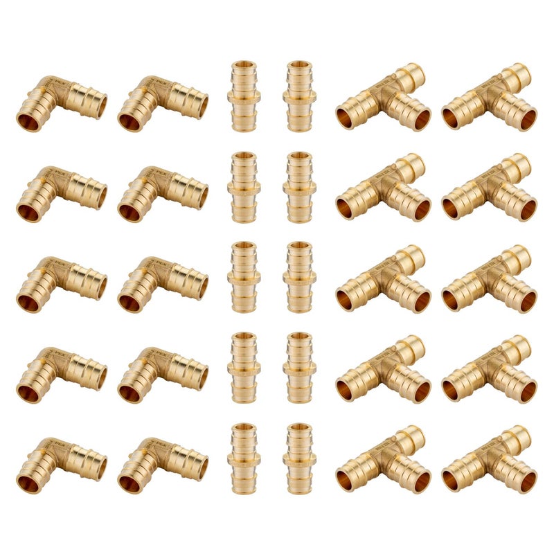 EFIELD (Pack of 30) Efield 1/2 Inch Pex A Full Flow Expansion Fitting Bundles: Tee "T", Elbow and Coupling 10 Pieces each, F1960,(PEX1960108) - Image 1